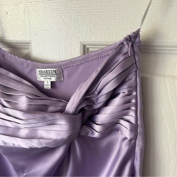 Shareen Collections Lilac Satin Maxi Skirt and Crop Top Set size 8 - Picture 10 of 13